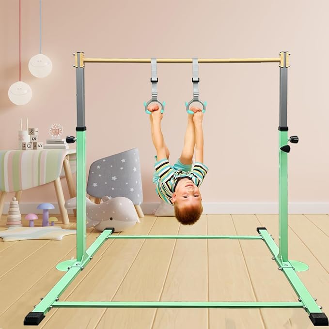 GLANT Gymnastic Kip Bar,Horizontal Bar for Kids Girls Junior,3' to 5' Adjustable Height,Home Gym Equipment,Ideal for Indoor and Home Training,1-4 Levels,300lbs Weight Capacity