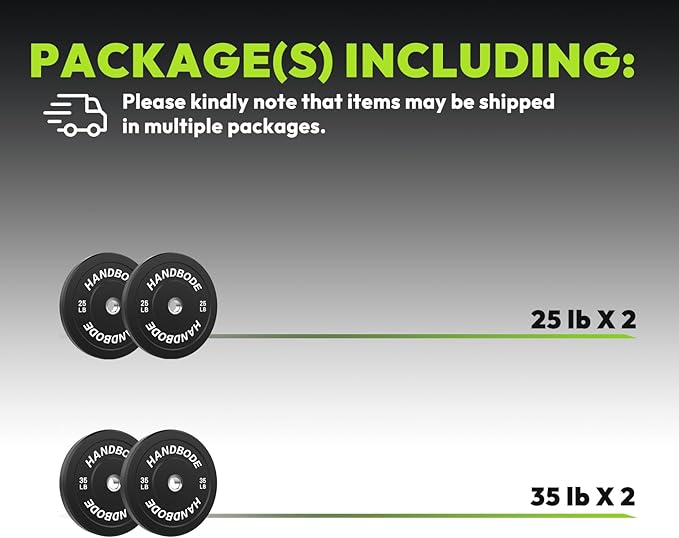 2-Inch Weight Plates High Bounce, Olympic Bumper Plate Set 45/100/160/190/260/300lb, Colored Weight Plates Set for Home Gym, Barbell Weights Rubber Strength Training Plate for Weight Lifting