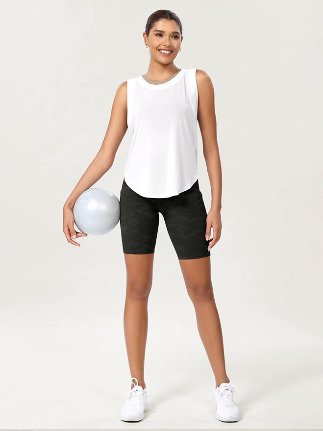 ODODOS Women's Tummy Control Biker Shorts 2.0 with Pockets High Waist Athletic Workout Yoga Shorts-3.5''/ 5"/ 8" / 10" Inseam