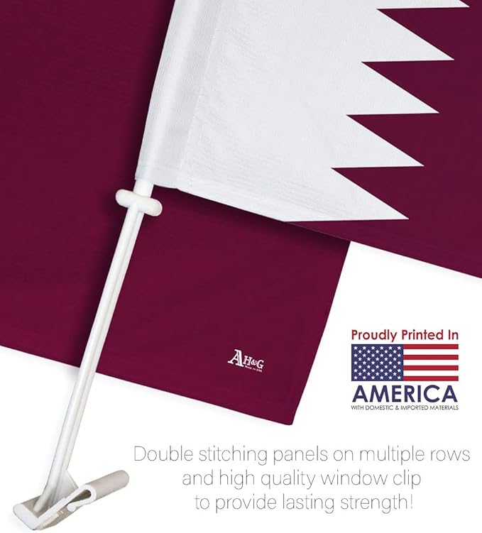 World Cup 2022 Qatar Car Flag Bandera para Carros De Qatar Auto Decorations Small Banner for Window Clip Pole Accessories FIFA Sports Fans Outdoor Flags Trophy Game Football Soccer Gifts Made in USA