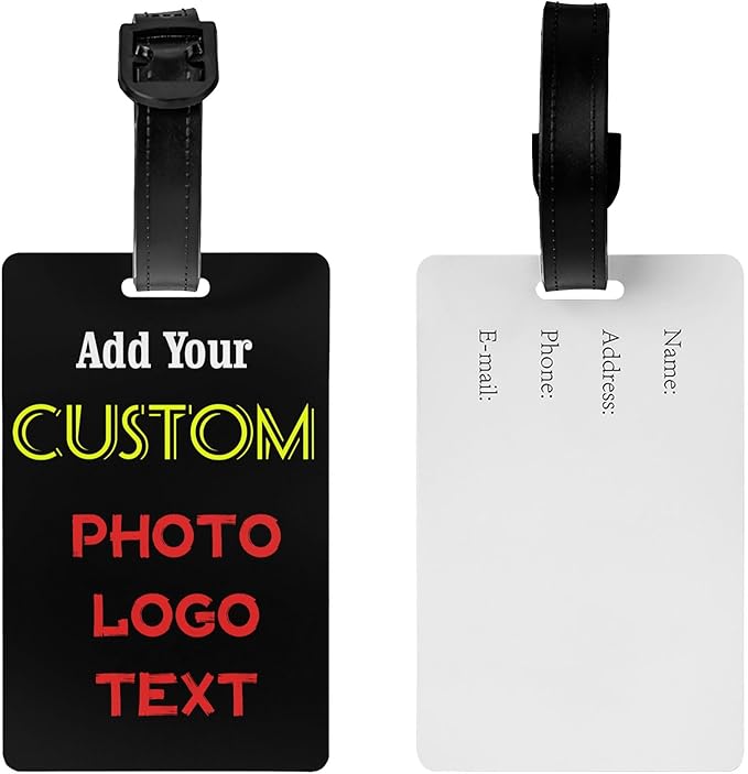 Custom Bag Tag Backpack Tags for Kids Boys Girls Adults Women Men, Personalized Luggage Tags for Suitcases, Design Your Own ID Name Identifier Labels with Photo/Text