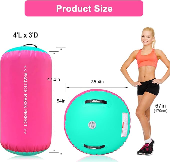 VOFiTNY Gymnastics Tumbling Equipment Air Barrel Inflatable Octagon Tumbler Roller Back-bend Trainer Cheerleading Without Pump