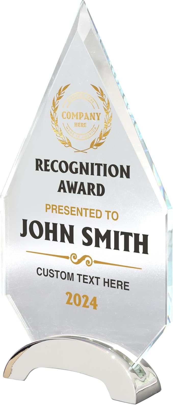 9 1/4" Personalized Glass Plaque for Awards and Trophies, Custom Award for Employee of the Month, Retirement, Leadership and Appreciation Gift P (Design 5)