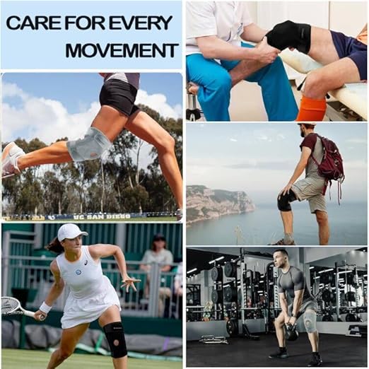 Knee Brace for Men Women with Side Stabilizers & Patella Gel Pad,Non Slip Adjustable Knee Compression Support for Pain Relief,Meniscus Tear,ACL,Arthritis,Injury Recovery,Running