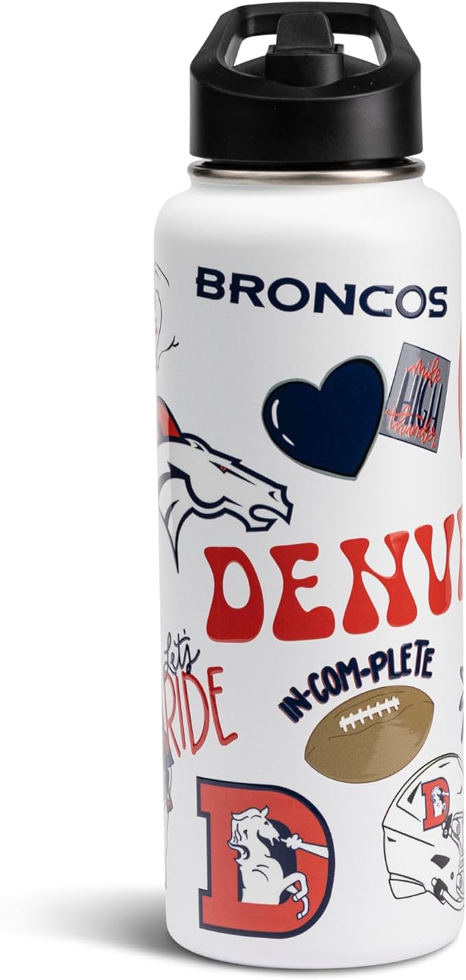 The Memory Company Officially Licensed NFL 34oz Water Bottle - Premium Stainless Steel Double-Wall Insulated, Leakproof Design