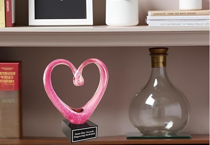 Hand-Blown Art Glass Award – Custom Engraved Elegant Award for Corporate, Sports Retirement Volunteer Recognition Leadership Personal Milestones Employee Gifts