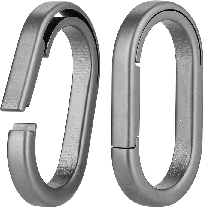 KEEPO LINK Titanium Key Ring Side Pushing, Small Key Ring Quick Release Keychain Connector for Men, 2 Pcs, OLO03 (Gunmetal Grey, M)