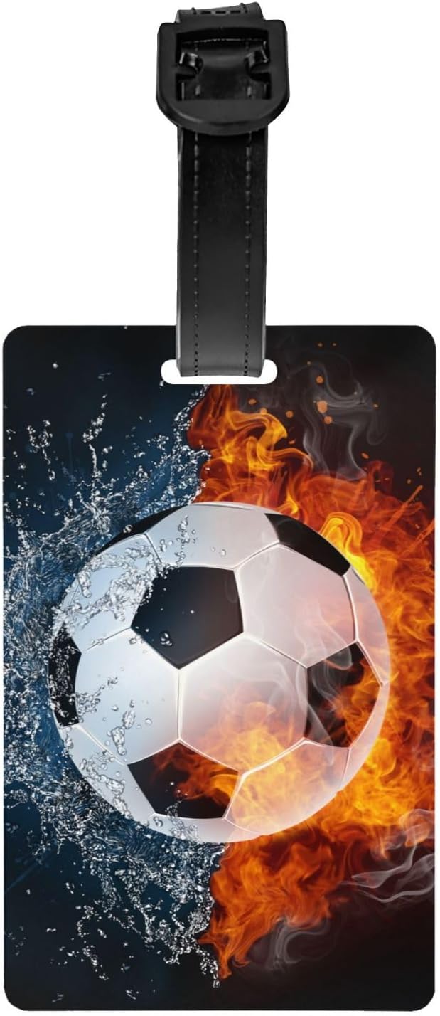 Kids Soccer Backpack Tag for Suitcases Sports Luggage Tags for Boys, Cute Small ID Identifier Labels with Adjustable Strap for Teens Adults Women Men Travel Bag, 1 Pc