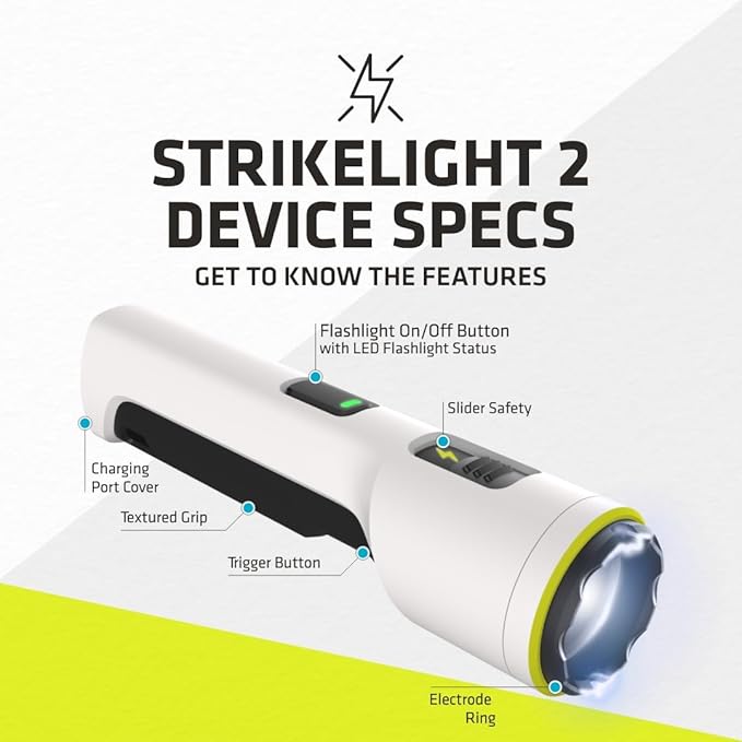 TASER StrikeLight 2 Rechargeable Self-Defense Flashlight with Painful 10 µC Stun Charge | Portable, Lightweight Protection for Running, Jogging, Pet Walking, Camping, Hiking, and Outdoors