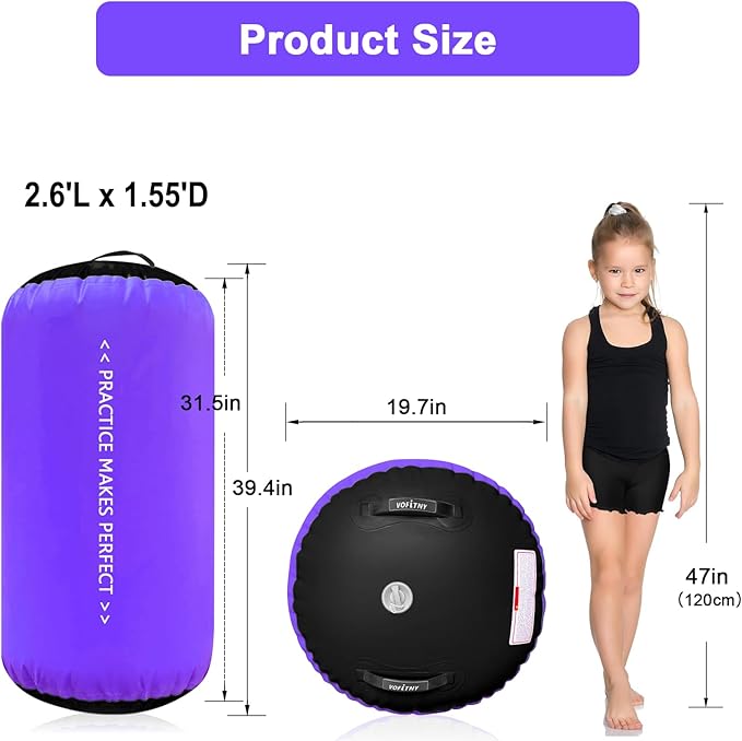 VOFiTNY Gymnastics Tumbling Equipment Air Barrel Inflatable Octagon Tumbler Roller Back-bend Trainer Cheerleading Without Pump