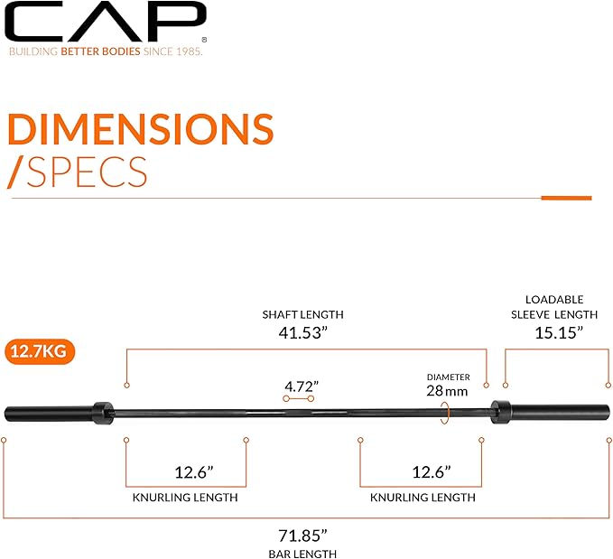 CAP Barbell 2-Inch Olympic Barbell Bars | 5 ft, 6 ft, & 7 ft | Multiple Options
