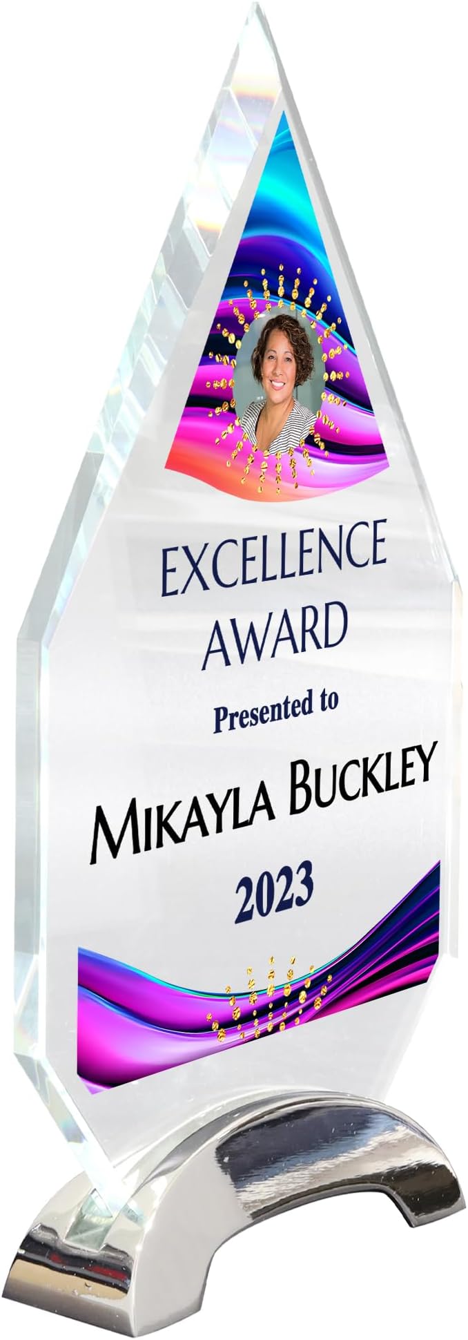9 1/4" Personalized Glass Plaque for Awards and Trophies, Custom Award for Employee of the Month, Retirement, Leadership and Appreciation Gift P (Design 6)