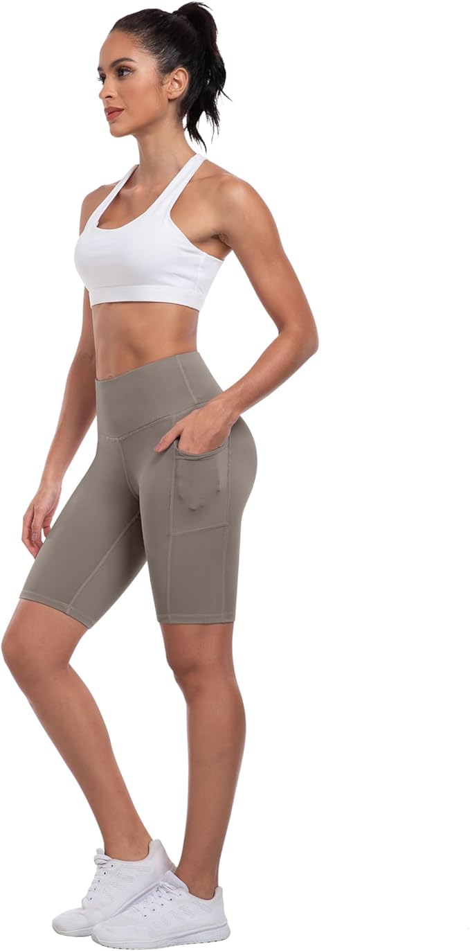 ATHVOTAR Biker Shorts Women with Pockets - 3"/5"/8" High Waisted Workout Spandex Tummy Control Gym Running Yoga Shorts