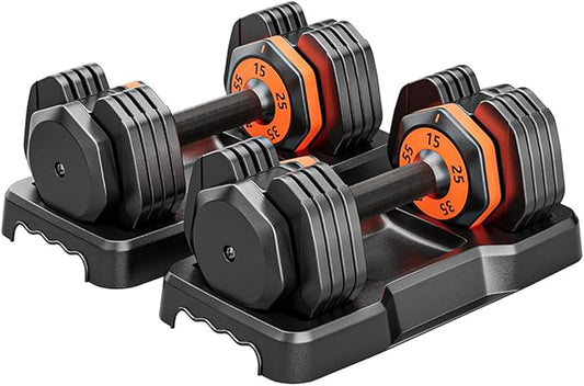 VEICK 25 lbs Adjustable Dumbbell with Anti-Slip Turning Handle, Fast Adjust Weight for Men Women, Exercise Equipment with Tray for Home Gym Full Body Workout Fitness