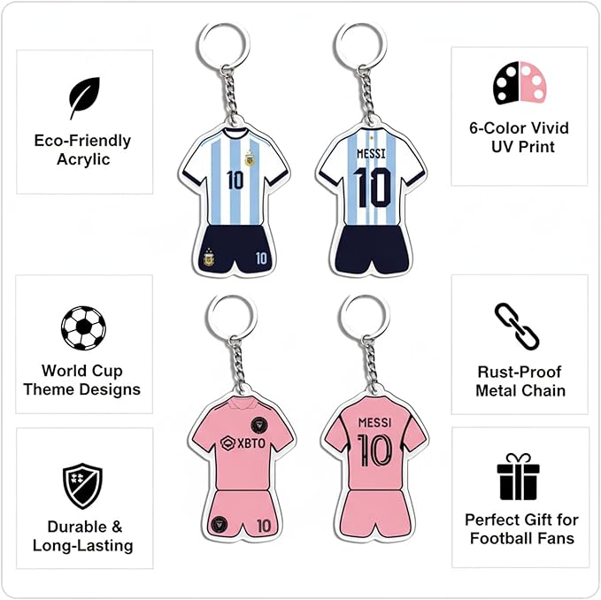 4PCS Soccer Ball Keychain World Cup Set Blue and Pink 2026 Football Player Keychains International Sports Pride Accessories for Soccer Fans