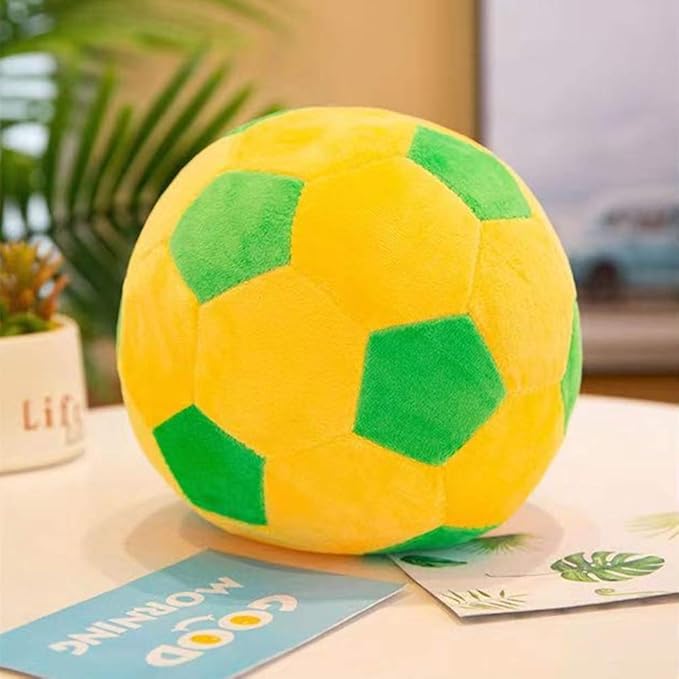 Plush Soccer Balls - Fluffy Stuffed Toy Soccer Ball Plush Pillow Soft Durable Stuff Soccerball Gift for Kids Boy Baby (Green -Yellow,7.8inch/20cm)