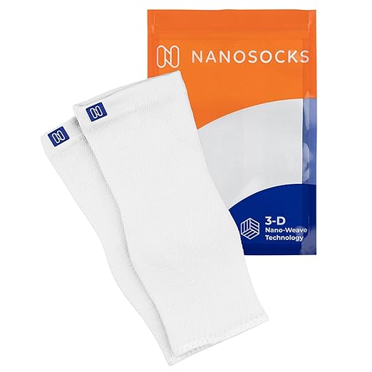 NanoSocks Compression Socks for Women & Men (1 Pair) - BEST Ankle Brace Support Sleeve for Neuropathy, Plantar Fasciitis, Diabetic Foot Nerve Pain Relief - Toeless (Large, White)