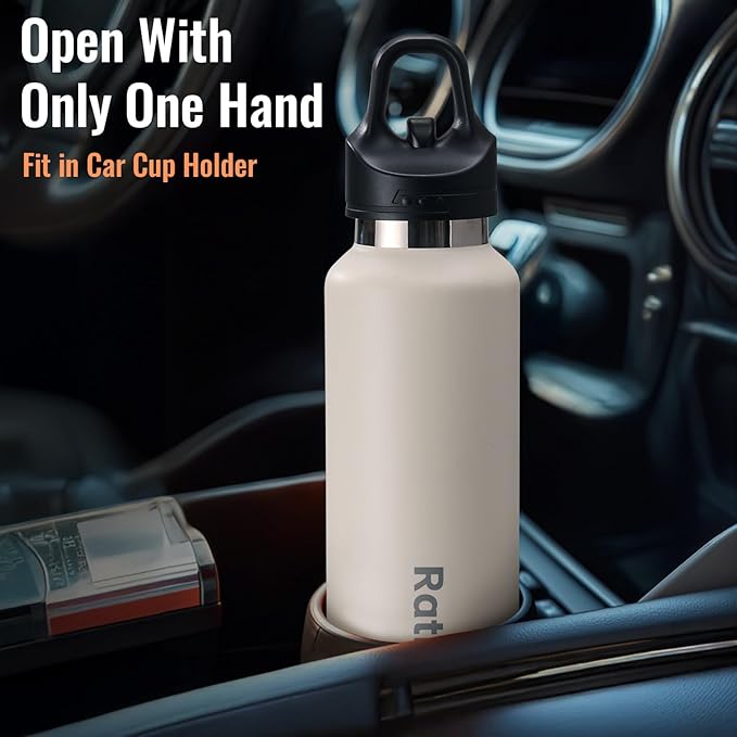 Insulated Water Bottle 21 OZ, Insulated Tumbler with One-Touch Open, Travel Water Bottle with Leak-Proof Design, Sports Water Bottle for Women & Men (White)