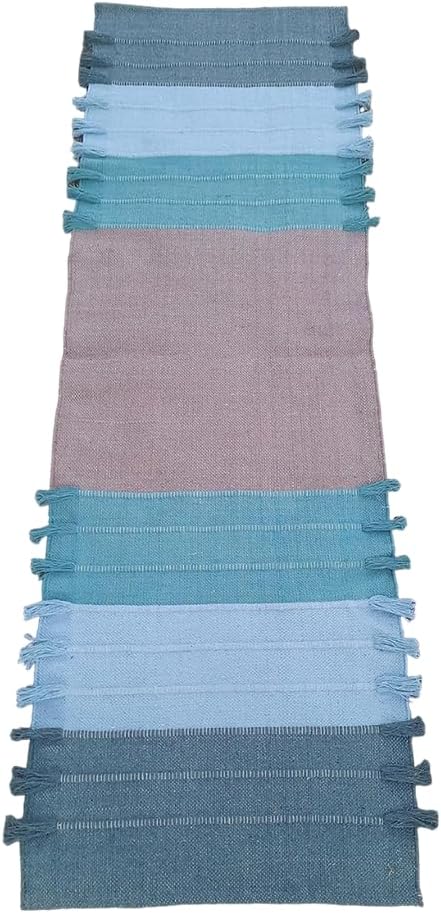 Indian Handmade100 % Organic Anti Skid Multi Colour Cotton Yoga Mat - Eco-Friendly Hand-Woven Rug - Non-Slip & Thick (24”x72”x5mm) for Hot yoga & Everyday Fitness at Home - Comfortable & Foldable Extra-Long Mat
