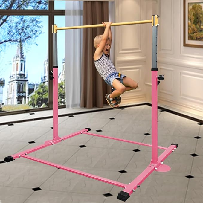 GLANT Gymnastic Kip Bar,Horizontal Bar for Kids Girls Junior,3' to 5' Adjustable Height,Home Gym Equipment,Ideal for Indoor and Home Training,1-4 Levels,300lbs Weight Capacity