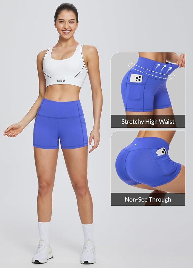 baleaf Women's 8"/ 5"/ 3" Biker Shorts High Waist Yoga Workout Gym Running Volleyball Spandex Shorts with Pockets