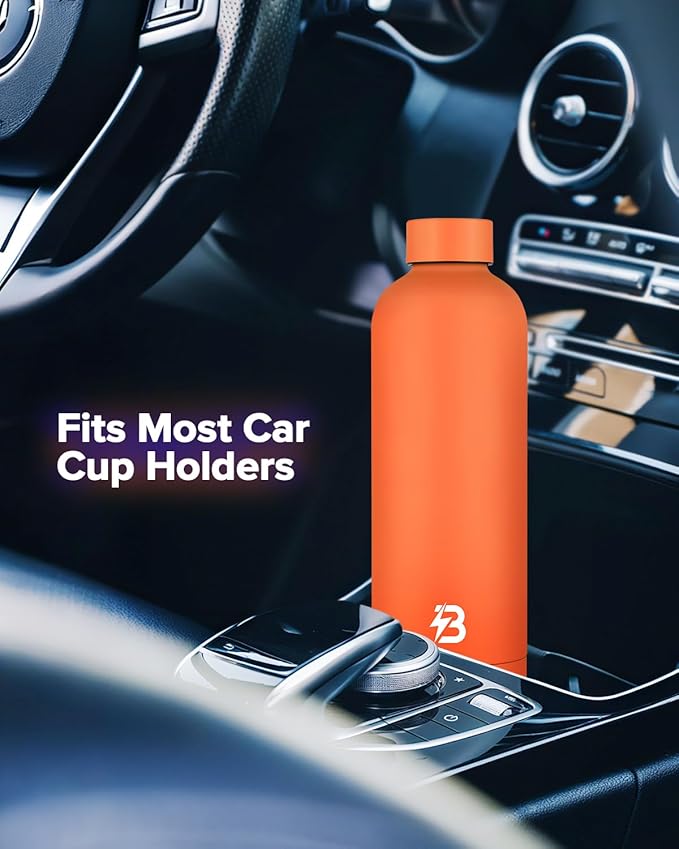 Insulated Water Bottle with Lid, 25 oz Reusable Leak-Proof Metal Stainless Steel Water Bottles for Travel, Sports, Gym, Outdoor (Orange)