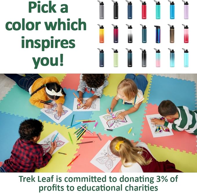 Travel Water Bottle with 3 Lids (Spout, Straw, Flip) Leak Proof, Quality, Vacuum Insulated, Stainless Steel (Caribbean, 18 oz)