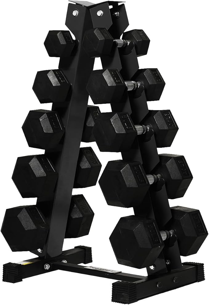 RITFIT 650/550/450/350/300/310/260/210/200/180/150/100 LB Rubber Hex Dumbbells Set with Optional Dumbbell Rack, Multi Weight Set to Choose, Ideal for Home Gym and Fitness