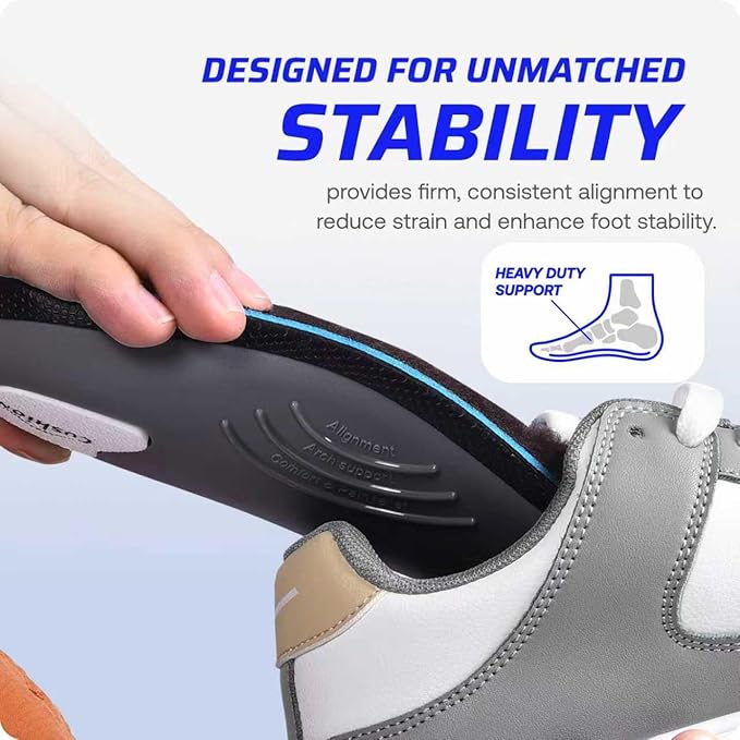VALSOLE 250+lbs Winter Thermal Wool Insoles for Men Women,Plantar Fasciitis Orthotics Insert,for Flat Feet,High Arch,Foot Pain,Standing All Day Boot Work Shoe Warm Insoles(261mm)
