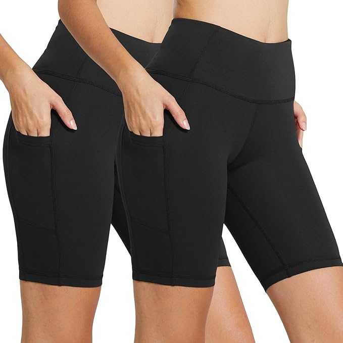 baleaf Women's 8"/ 5"/ 3" Biker Shorts High Waist Yoga Workout Gym Running Volleyball Spandex Shorts with Pockets