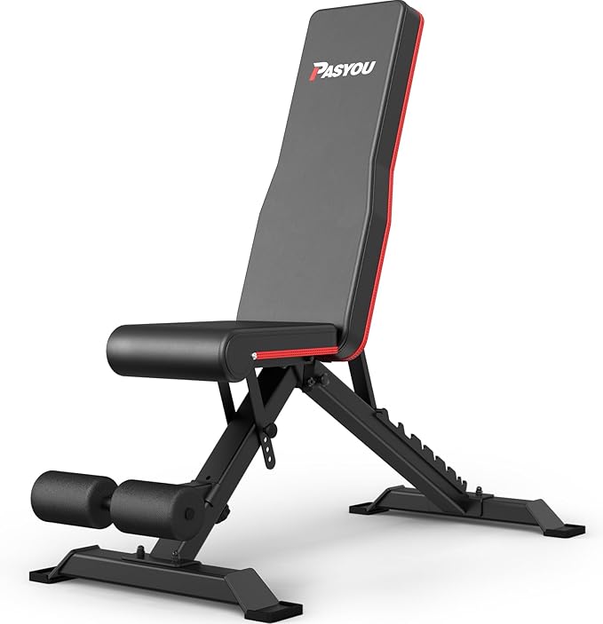 PASYOU Adjustable Weight Bench Press - 700lbs Load Foldable Workout Bench, Full Body Strength Training Benches for Home Gym (9x4x3 Positions)