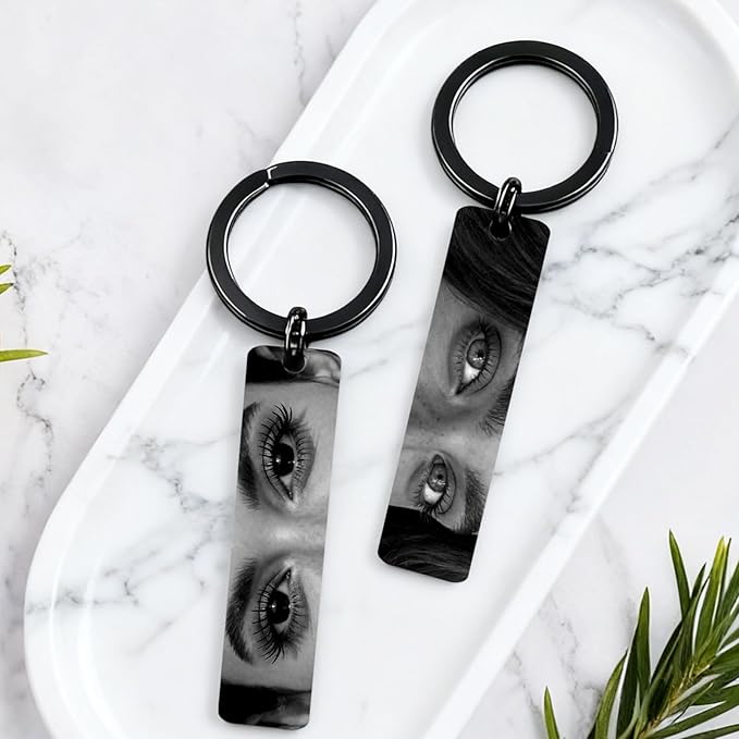 Hiyong Personalized Keychain Custom Photo Keyring Customized Gifts for Men Custom Keychain with Your Photo Logo or Text