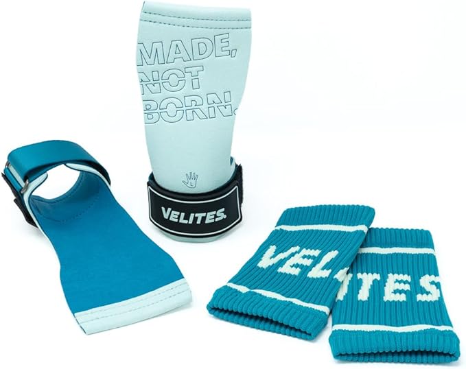 Velites I Quad Pro Handgrips I Professional Cross Training Gloves or Gymnastics I All Surface I Use with Magnesium I Includes Free Bands