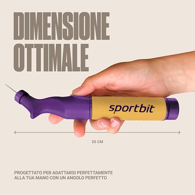SPORTBIT Ball Pump for Sports Balls - Push & Pull Inflating System - Hand Pump for All Exercise Balls - Volleyball Pump, Basketball Inflator, Football & Soccer Ball Air Pump - Goes with 5 Needles Set