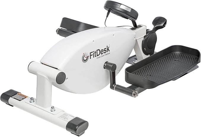 FitDesk Under Desk Bike Exercise Machine, Compact Magnetic Pedal Exerciser, Mini Elliptical, Quiet Seated Cardio Trainer for Home Office Workouts, Adjustable Resistance Bike for Desk Fitness