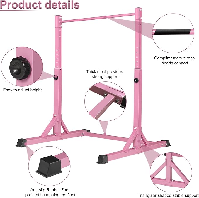 Bongkim Gymnastics Bar for Kids,Adjustable Height Gymnastic Horizontal Bars,Folding Gymnastics Equipment Junior Training Bar for Home Using,Stable Kids Training bar for Children