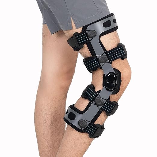 Komzer ACL Knee Brace, Functional Knee Support for PCL, MCL, Ligament Sports Injuries, Meniscus Tear, Relief from Knee Joint Pain with Side Stabilizers for Men & Women(XL/Right)