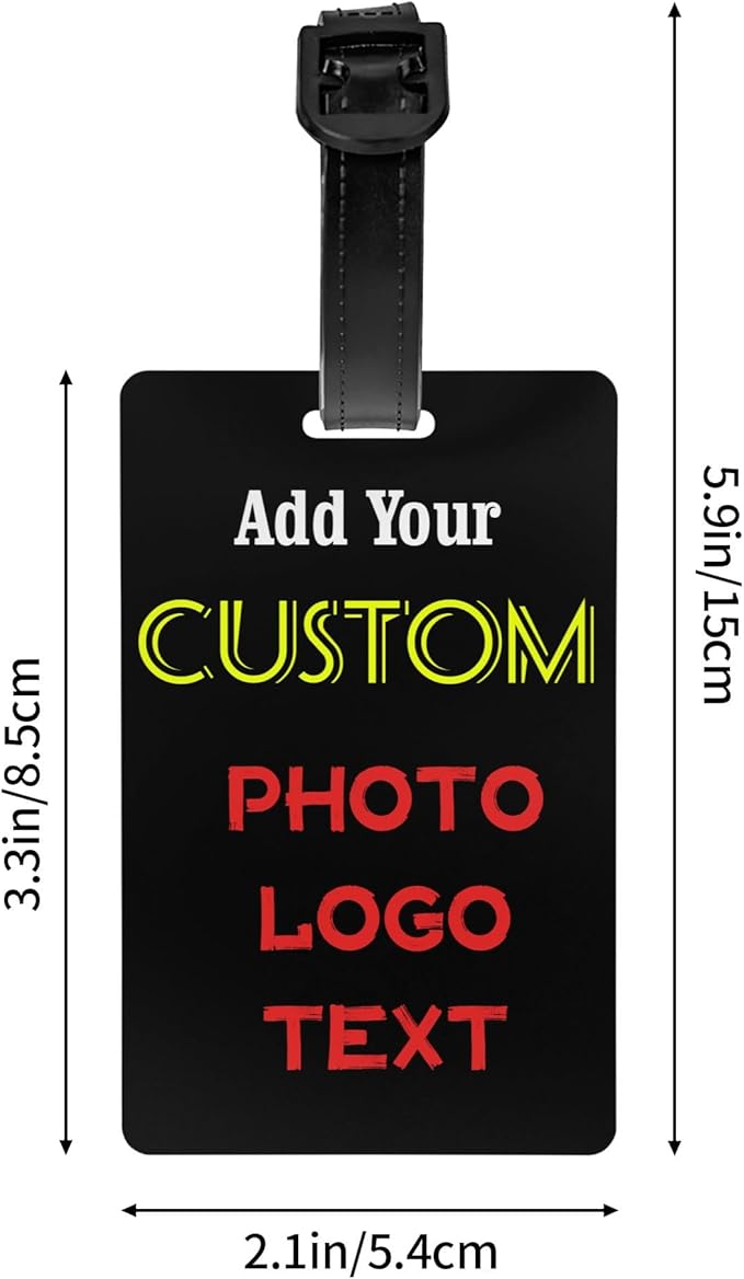 Custom Bag Tag Backpack Tags for Kids Boys Girls Adults Women Men, Personalized Luggage Tags for Suitcases, Design Your Own ID Name Identifier Labels with Photo/Text