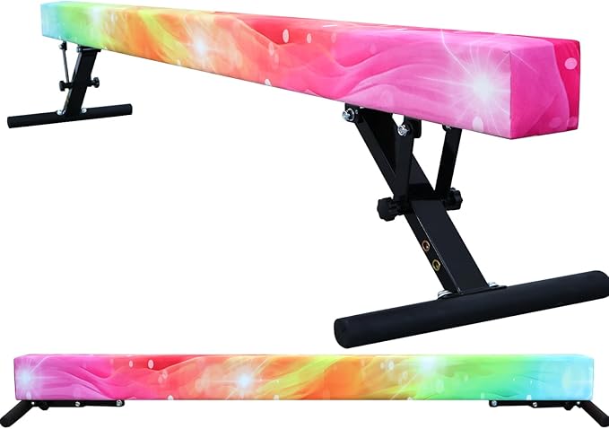 Adjustable Balance Beam for Kids, 8FT Gymnastics Beam with Anti-Slip Legs, High and Low Floor Beam for All Gymnastics Levels, Professional Gymnastic Equipment for Home, Gym Center