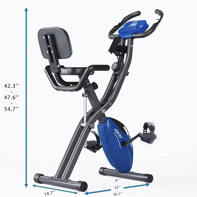Merax Exercise Bike,Workout Bikes for Home,Folding Stationary Bikes for Home with 16-Level Magnetic Resistance, 300LBS Capacity X-Bike Indoor Exercise Equipment with Heart Rate Sensor & LCD Monitor