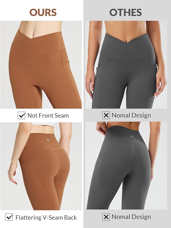 BALEAF Women's Leggings with Pockets Black Tummy Control Workout High Waisted Athletic 7/8 Ultra Soft Gym Yoga Ankle Pants
