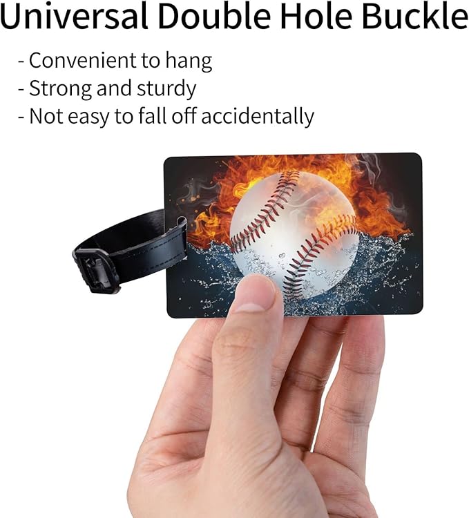 Baseball Luggage Tags for Suitcases, Small Sports Backpack Tags for Kids Boys Men Travel, Cool Bag Tag with ID Name Baggage Labels with Buckle Strap Suitcases Bag Tag (1 Pack)
