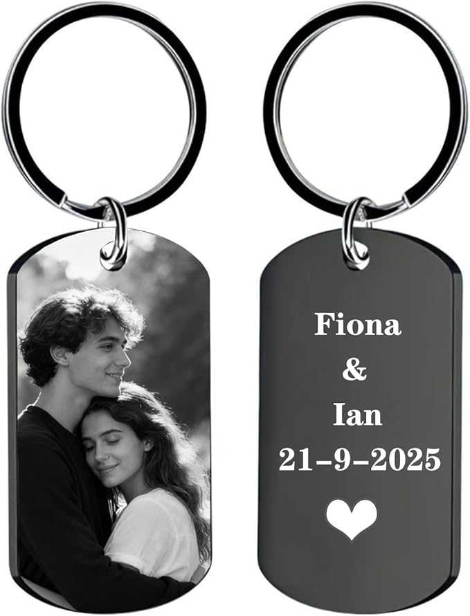 Hiyong Personalized Keychain Custom Photo Keyring Customized Gifts for Men Custom Keychain with Your Photo Logo or Text