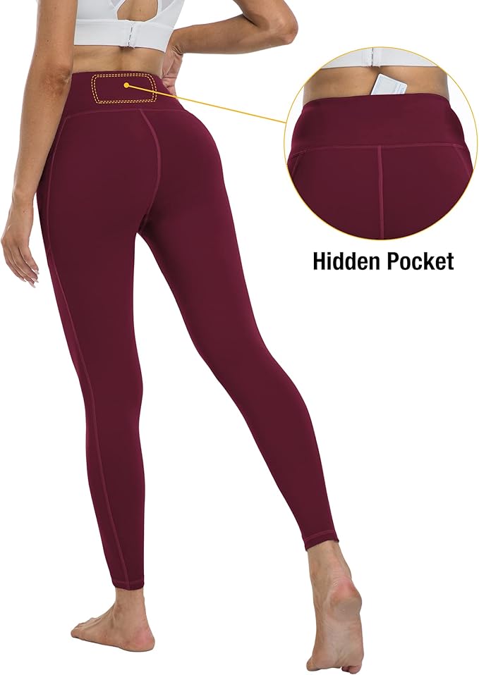4 Pack Leggings with Pockets for Women,High Waist Tummy Control Workout Yoga Pants