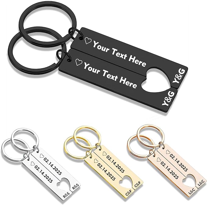 Customized Double Sided Keychain - Personalized Engraved Text/Number/Name Keychain, Custom Key chain Gift for Boyfriend