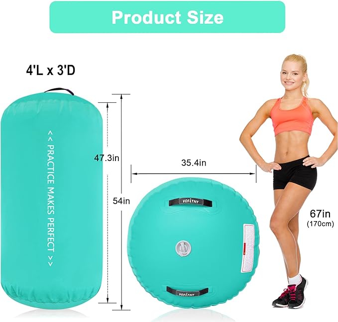VOFiTNY Gymnastics Tumbling Equipment Air Barrel Inflatable Octagon Tumbler Roller Back-bend Trainer Cheerleading Without Pump