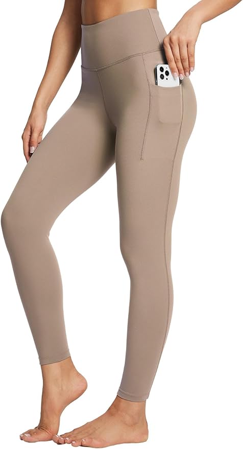 BALEAF Women's Leggings with Pockets Black Tummy Control Workout High Waisted Athletic 7/8 Ultra Soft Gym Yoga Ankle Pants