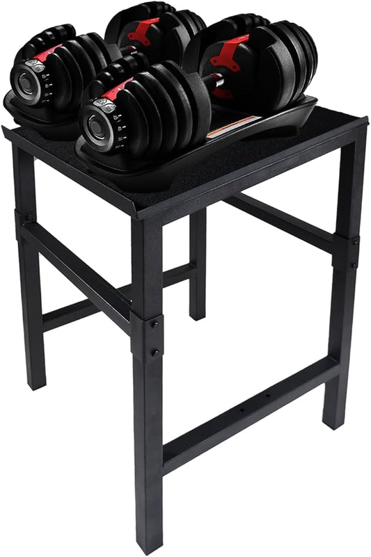 Black Heavy Duty Adjustable Dumbbell Stand & Kettlebell Stand - Adjustable Dumbbell Weight Rack, Weight Stand for Dumbbells, Weight Rack for Home Gym with Non-Slip Base, Anti-Tip Safety & Space-Saving Design