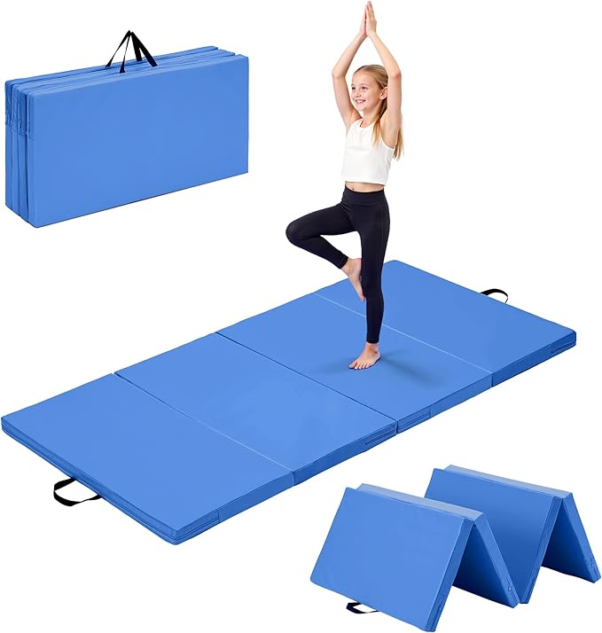 Outdoor Basic 6'x3'x2" Gymnastics Tumbling Mats Folding Panel Thick Gym Exercise Mat for Home