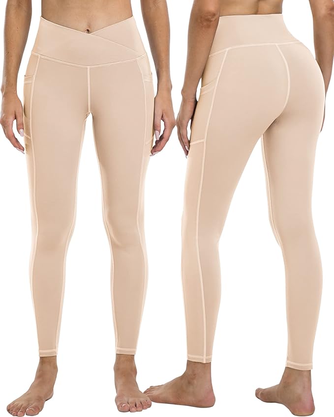 4 Pack Leggings with Pockets for Women,High Waist Tummy Control Workout Yoga Pants